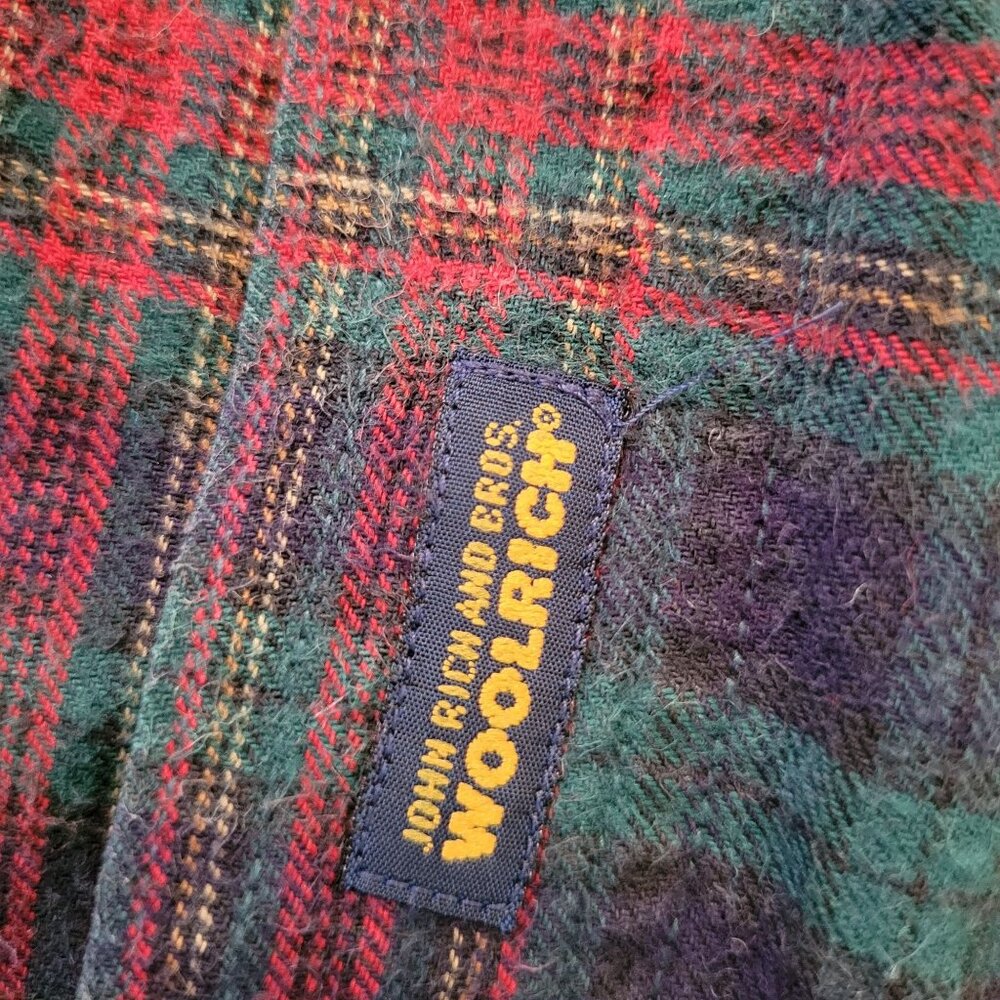 Woolrich L Plaid‎ Button Up Flannel Shirt Green Red Plaid Cotton - Picture 3 of 8